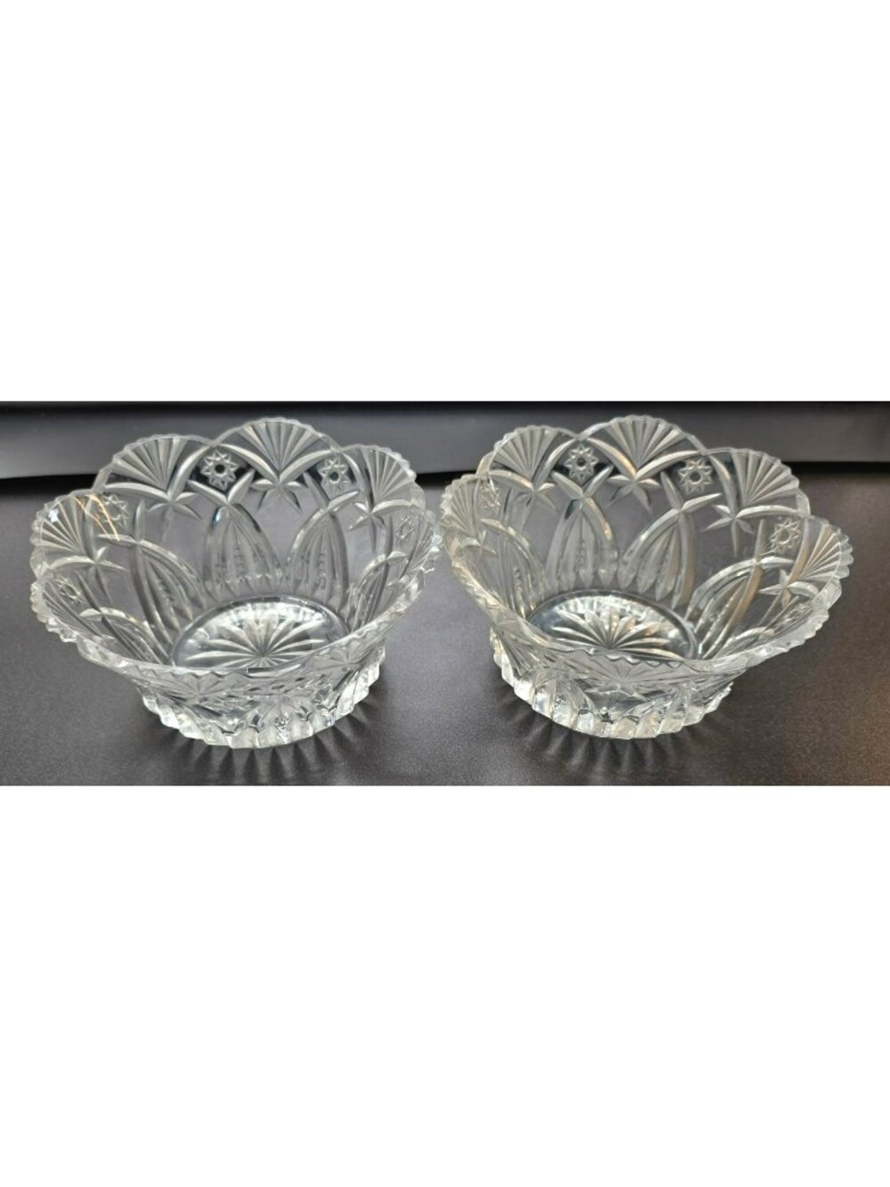 Vintage Cristal D'Arques Vincennes Lead Crystal Bowls Starburst & Fan JJ4364